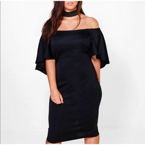 BooHoo Plus Off Shoulder Dress W/ Chocker